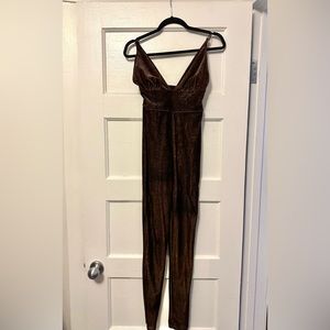 Free People Velvet Animal Print Jumpsuit